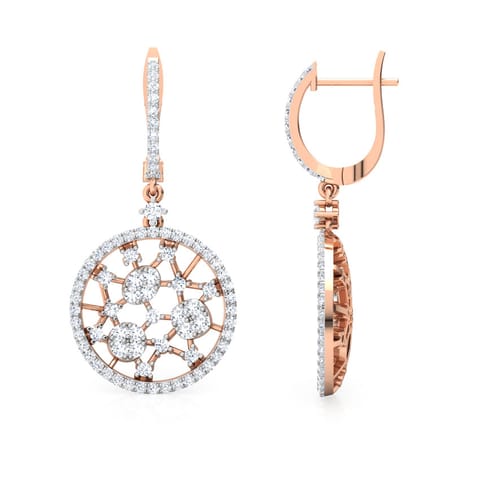 Round Lattice Diamond Drop Earrings Round Lattice Diamond Drop Earrings
