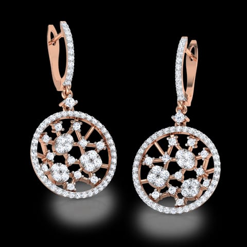 Round Lattice Diamond Drop Earrings Round Lattice Diamond Drop Earrings
