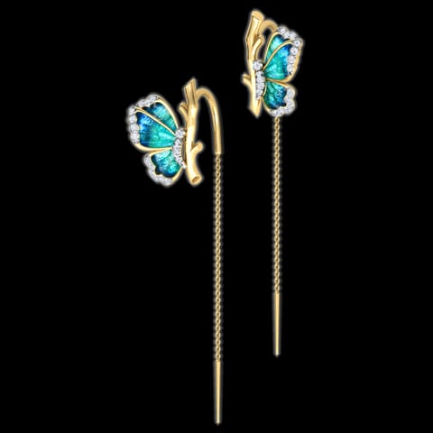 Flutter Blue Butterfly Diamond Sui Dhaga Flutter Blue Butterfly Diamond Sui Dhaga