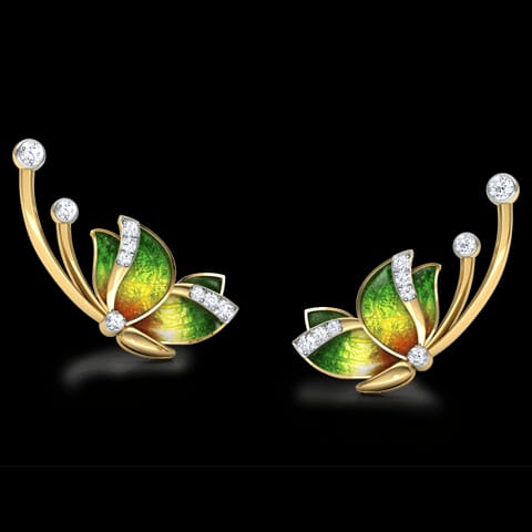 Flitter Green Butterfly Diamond Ear Cuffs Flitter Green Butterfly Diamond Ear Cuffs