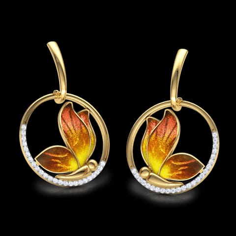 Encircle Orange Butterfly Drop Earrings Encircle Orange Butterfly Drop Earrings