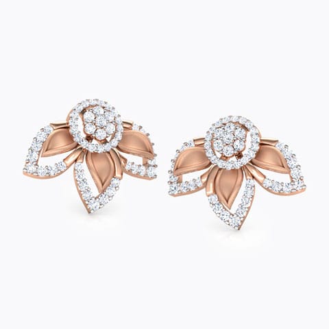 Clematis Floret Diamond Stud Earrings