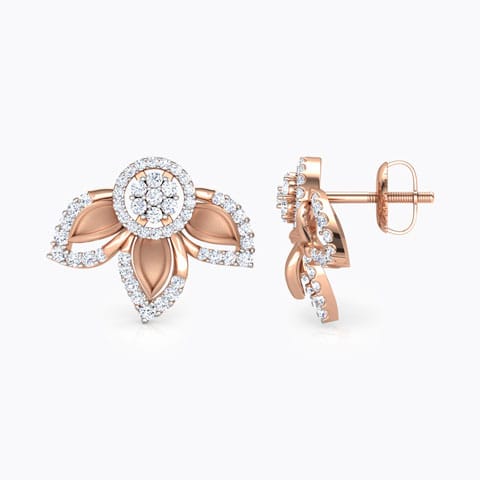 Clematis Floret Diamond Stud Earrings