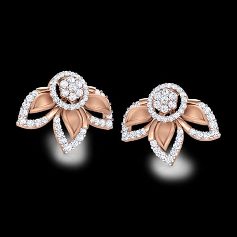 Clematis Floret Diamond Stud Earrings