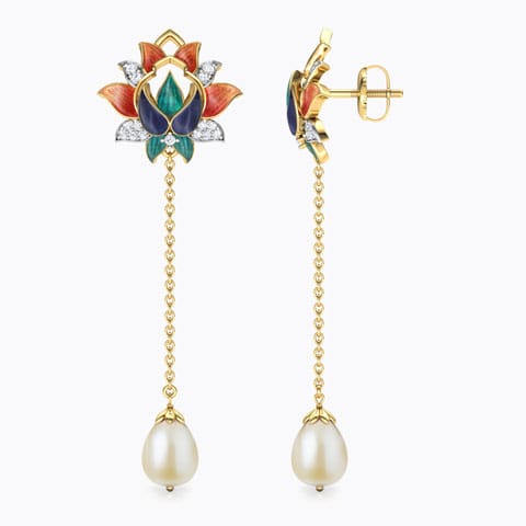 Fahima Lotus Pearl Drop Earrings