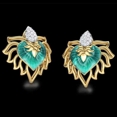 Naaz Chinar Leaf Diamond Stud Earrings