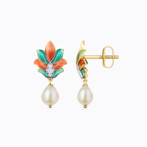 Samira Lotus Pearl Drop Earrings Samira Lotus Pearl Drop Earrings