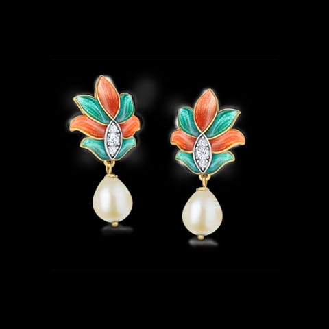 Samira Lotus Pearl Drop Earrings Samira Lotus Pearl Drop Earrings