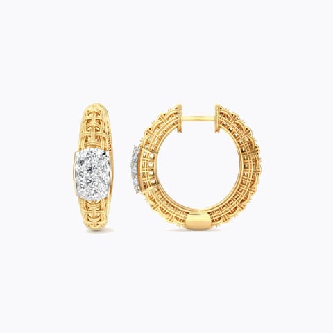 Trendy Twill Diamond Hoop Earrings