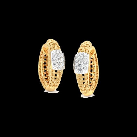 Trendy Twill Diamond Hoop Earrings