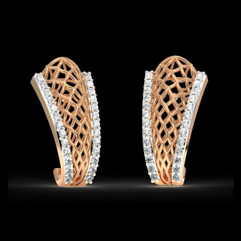 Tapered Mesh Diamond Hoop Earrings Tapered Mesh Diamond Hoop Earrings