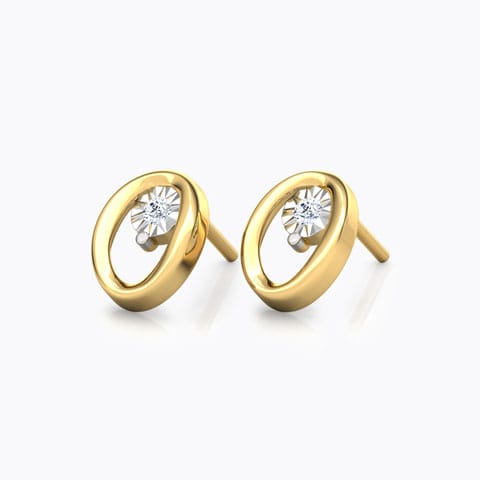Ovate Miracle Plate Diamond Stud Earrings