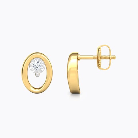 Ovate Miracle Plate Diamond Stud Earrings