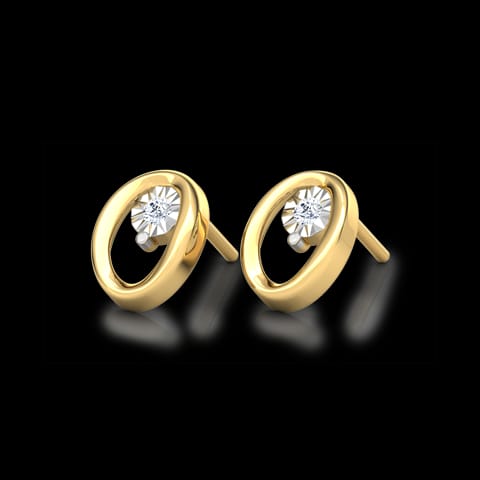 Ovate Miracle Plate Diamond Stud Earrings