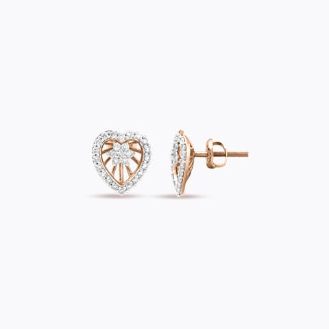 Soaring Heart Diamond Stud Earrings