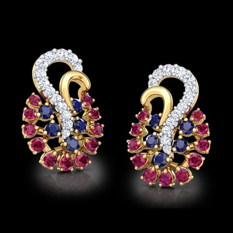 Mishti Vibrant Gemstone Stud Earrings