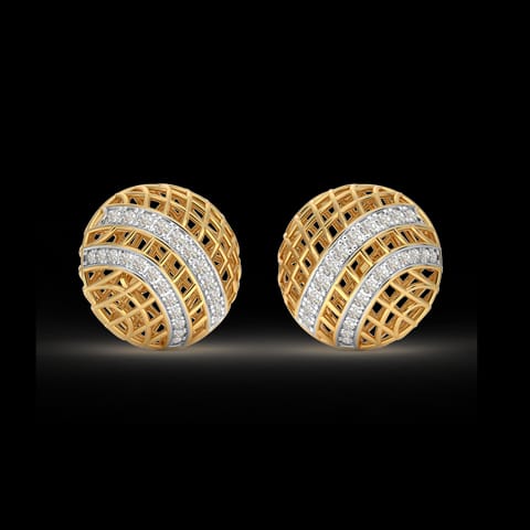 Checkered Mesh Diamond Stud Earrings