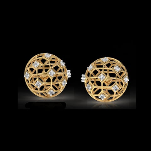 Dome Mesh Diamond Stud Earrings
