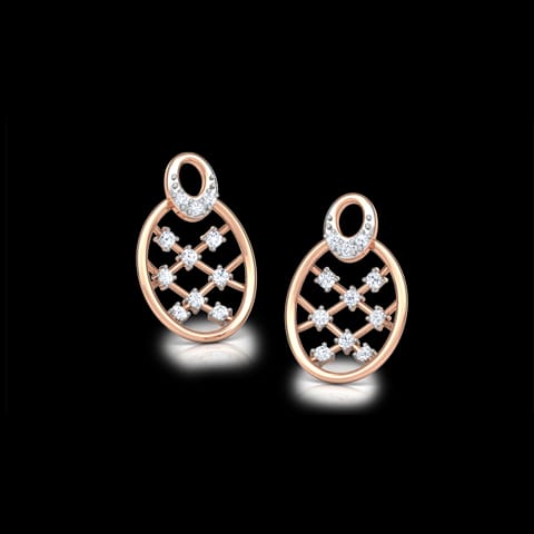 Lattice Diamond Stud Earrings