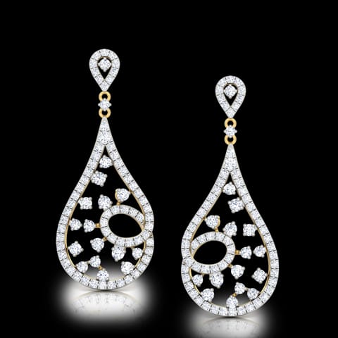 Twirl Cluster Diamond Drop Earrings