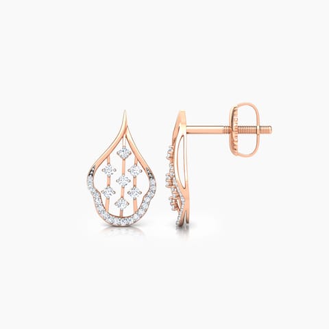 Contour Lattice Diamond Stud Earrings