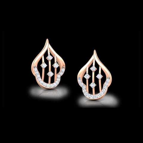 Contour Lattice Diamond Stud Earrings