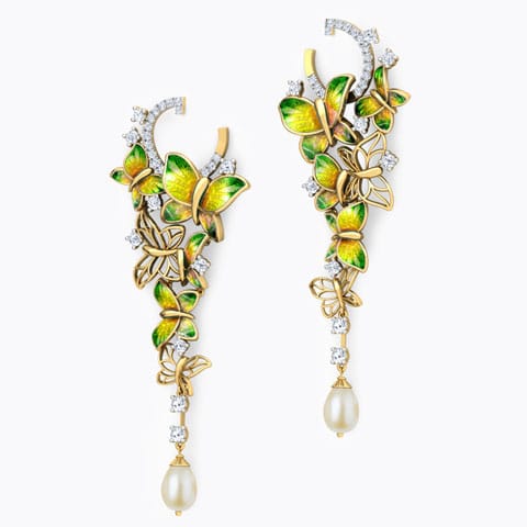 Glorious Green Butterfly Drop Earrings