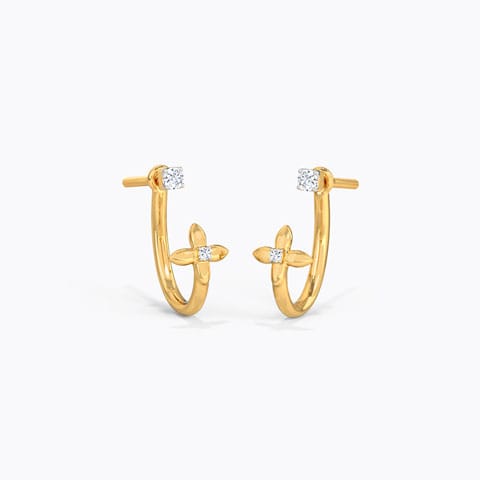 Minimal Floret Diamond Ear Jacket Diamond Earrings 18 Karat Yellow Gold Minimal Floret Diamond Ear Jacket