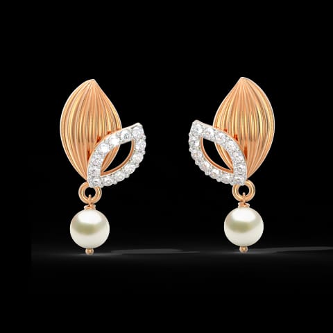 Overlay Leaflet Pearl Drop Earrings