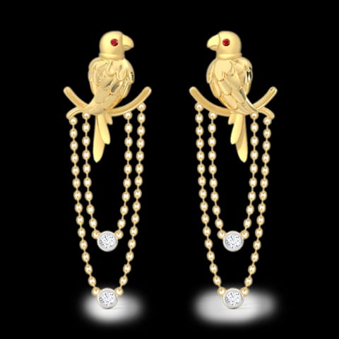 Swaying Parrot Gemstone Drop Earrings