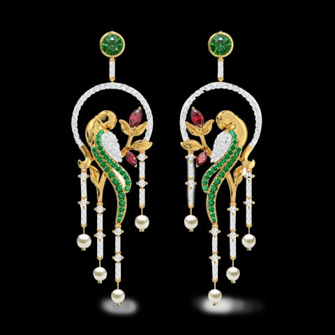 Enchanting Parrot Gemstone Drop Earrings