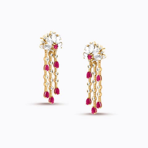 Carmine Bloom Gemstone Drop Earrings