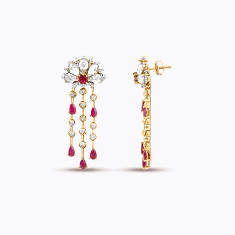 Carmine Bloom Gemstone Drop Earrings