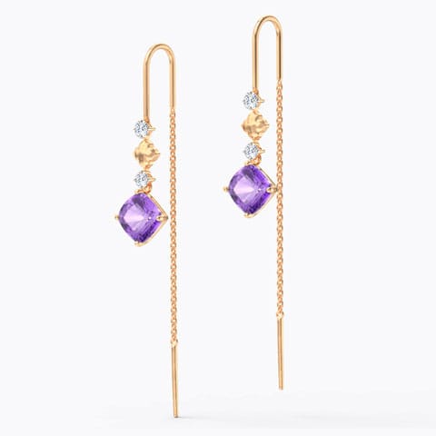 Amethyst Drop Gemstone Sui Dhaga Earrings Amethyst Drop Gemstone Sui Dhaga Earrings