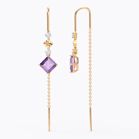 Lilac Gemstone Sui Dhaga Earrings Lilac Gemstone Sui Dhaga Earrings