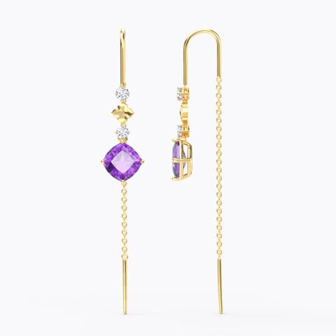 Lilac Gemstone Sui Dhaga Earrings Lilac Gemstone Sui Dhaga Earrings