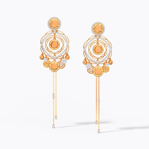 Saule Diamond Drop Earrings Diamond Earrings 18 Karat Rose Gold Saule Diamond Drop Earrings