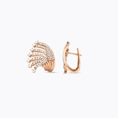 Wave Diamond Hoop Earrings