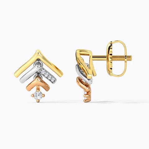 Stacked Linear Diamond Stud Earrings