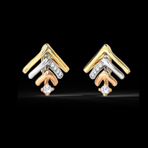 Stacked Linear Diamond Stud Earrings