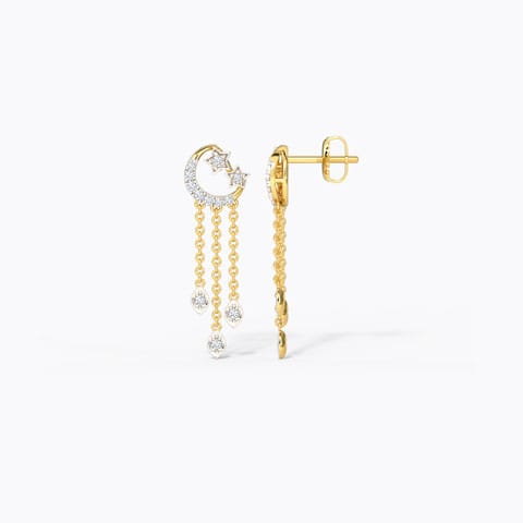 Crescent and Star Diamond Drop Earrings Crescent and Star Diamond Drop Earrings