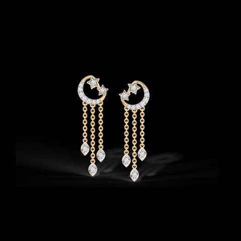Crescent and Star Diamond Drop Earrings Crescent and Star Diamond Drop Earrings