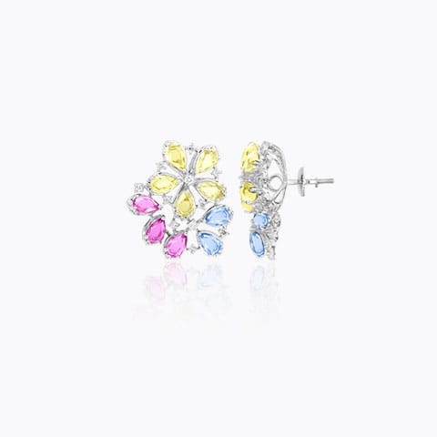 Drishti Floweret Gemstone Stud Earrings