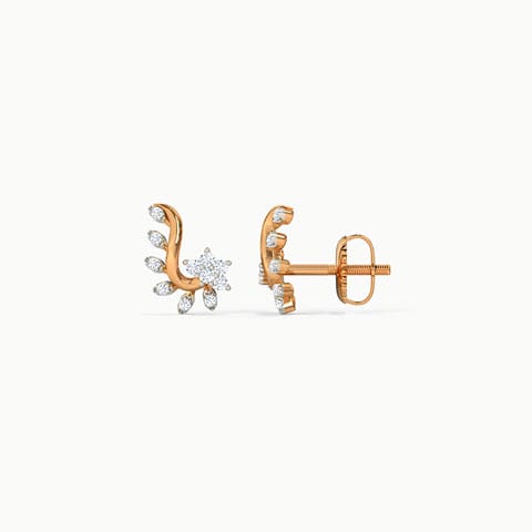Floral Leaf Diamond Stud Earrings Floral Leaf Diamond Stud Earrings