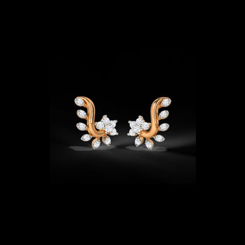Floral Leaf Diamond Stud Earrings Floral Leaf Diamond Stud Earrings