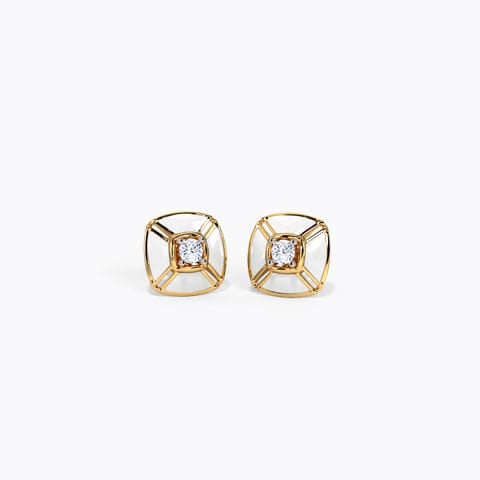Elegant Quad Diamond Stud Earrings