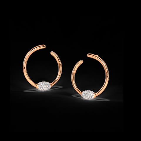 Delicate Orb Diamond Hoop Earrings