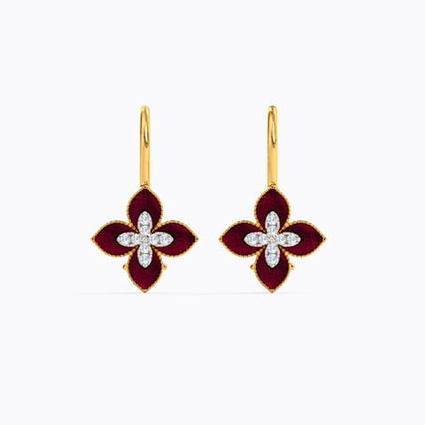 Maroon Bluet Diamond Drop Earrings