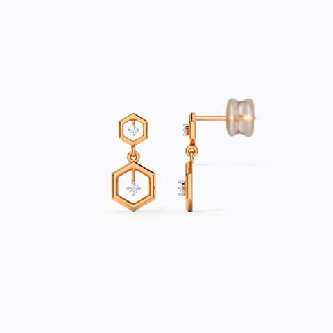 Duo Hexagon Diamond Drop Earrings Duo Hexagon Diamond Drop Earrings