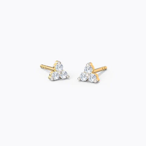 Tri Glint Diamond Stud Earrings